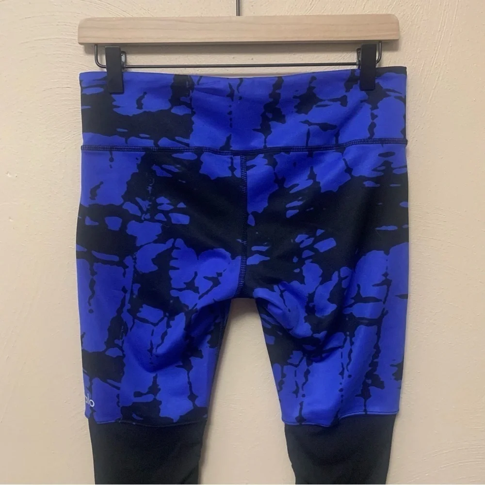ALO Yoga Goddess Ribbed Legging Blue Black Tie Dye Size Small